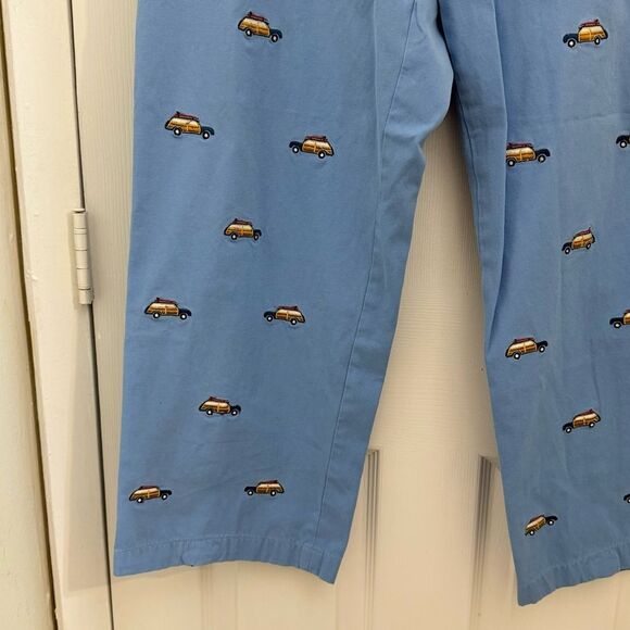 Castaway Nantucket Men’s Car Icon Embroidered Pants Size 35 Blue Chinos Preppy - Picture 3 of 5